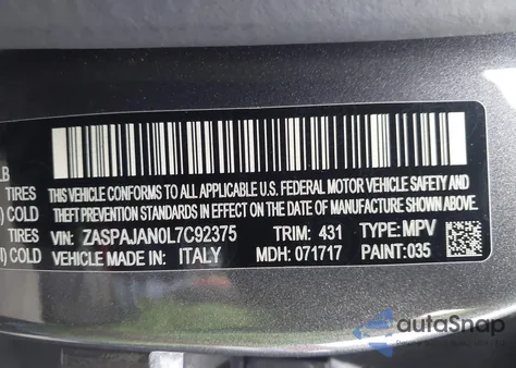 2020 Alfa Romeo Stelvio Rwd z USA, uszkodzony, nr VIN ZASPAJAN0L7C92375